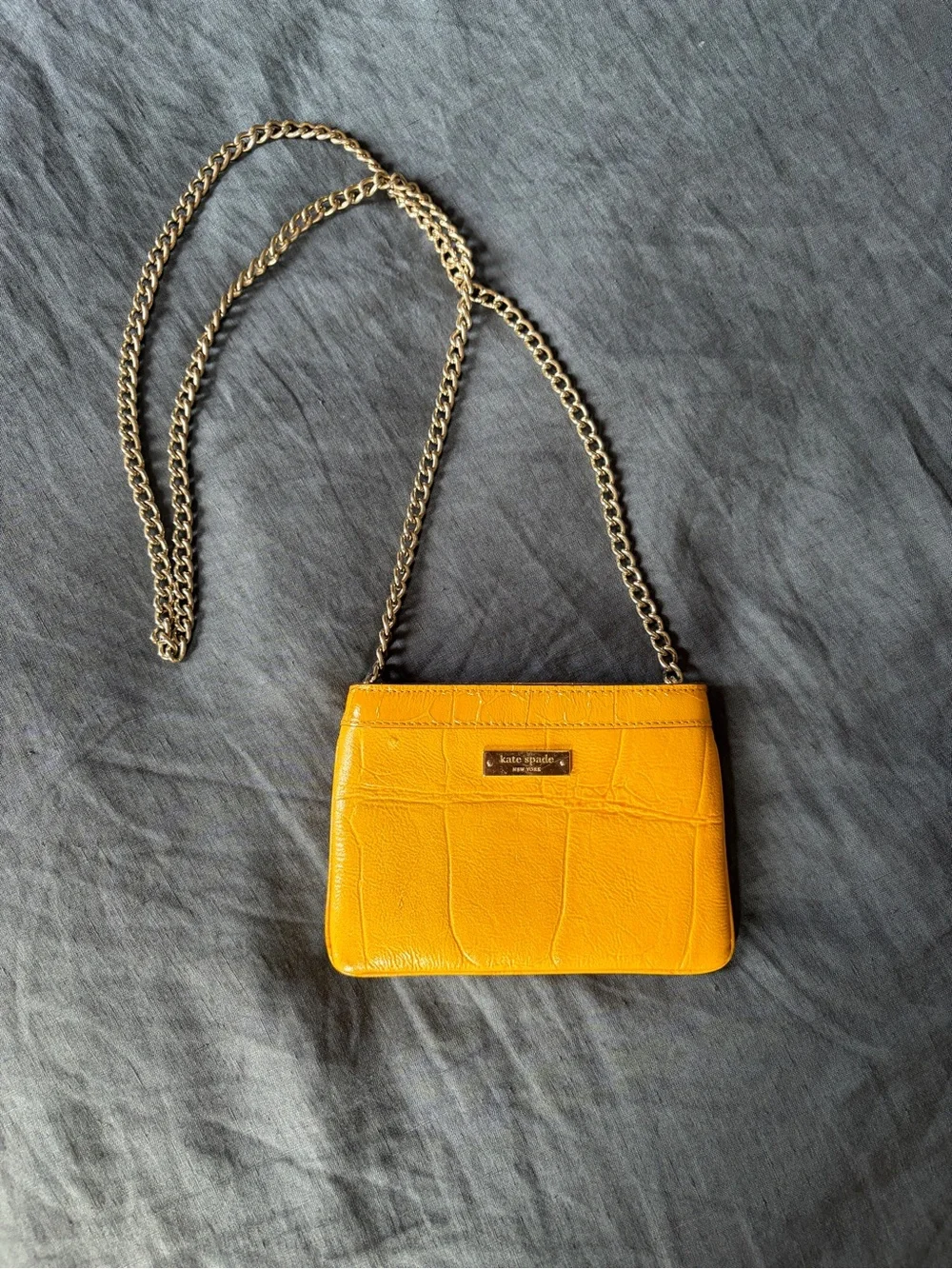 kate spade Yellow Croc-Embossed Chain Crossbody Bag